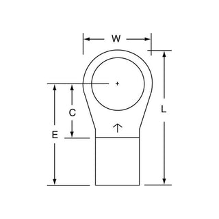 3M Non-Insulated Brazed Seam Ring Tongue Terminal 16-500S-W, Max. Temp.347 °F