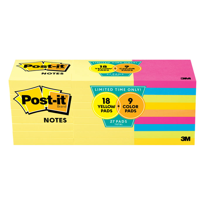 Post-it® Notes 654-2700-YW, 3 in x 3 in (76 mm x 76 mm)