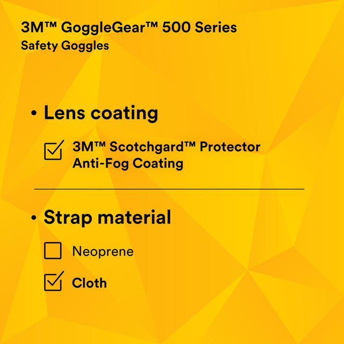 3M GoggleGear 500 Series GG502SGAF, Gray Scotchgard Anti-fog lens