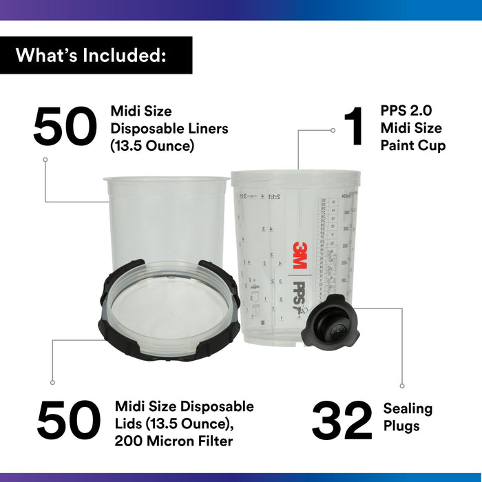 3M PPS Series 2.0 Spray Cup System Kit, 26112, Midi (13.5 fl oz, 400mL)