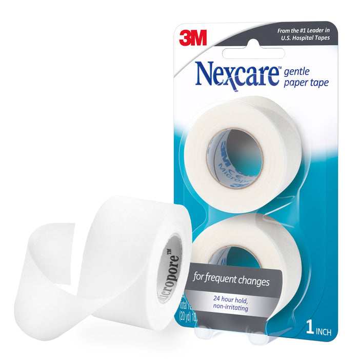 Nexcare Gentle Paper First Aid Tape 781-2PK, 1 in x 10 yds, (Carded, 2PK)