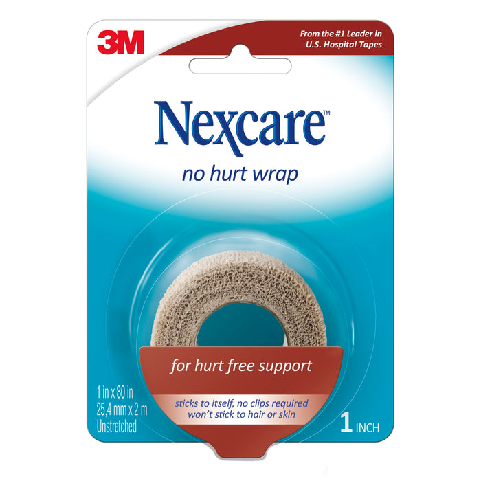 Nexcare No Hurt Wrap NHT-1, 1 in x 80 in (25,4 mm x 2 m) Unstretched