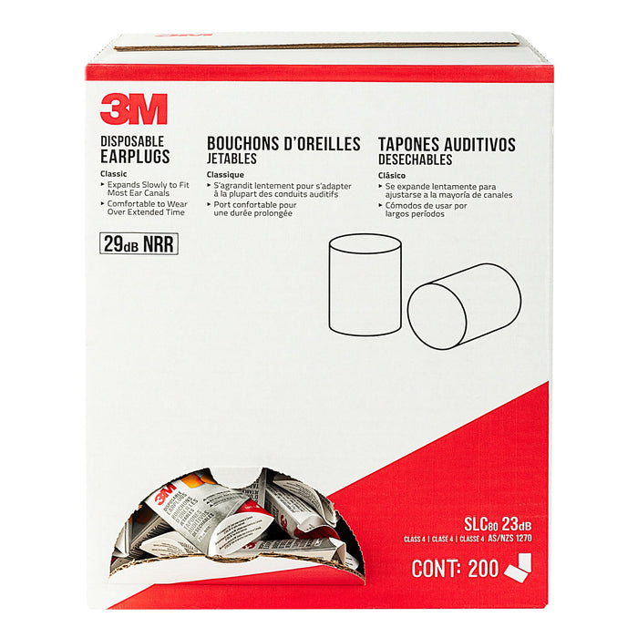 3M Disposable Classic Earplugs, 90581H200-C, 1 pair/pack