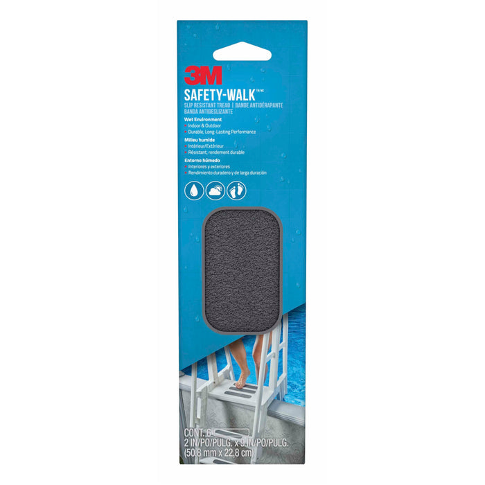3M Safety-Walk Slip Resistant Tape 370G-T2X9-6PK, 2 in x 9 in, Grey