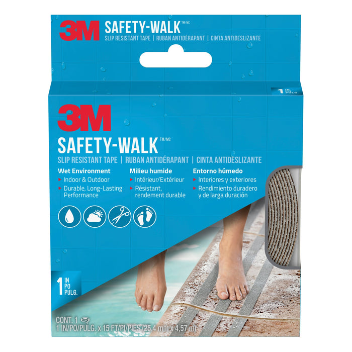 3M Safety-Walk Slip Resistant Tape, 370G-R1X180, 1 in X 15 ft, Grey