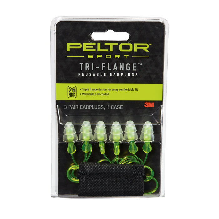 Peltor Sport Tri-Flange Corded Reusable Earplugs 97317-10DC