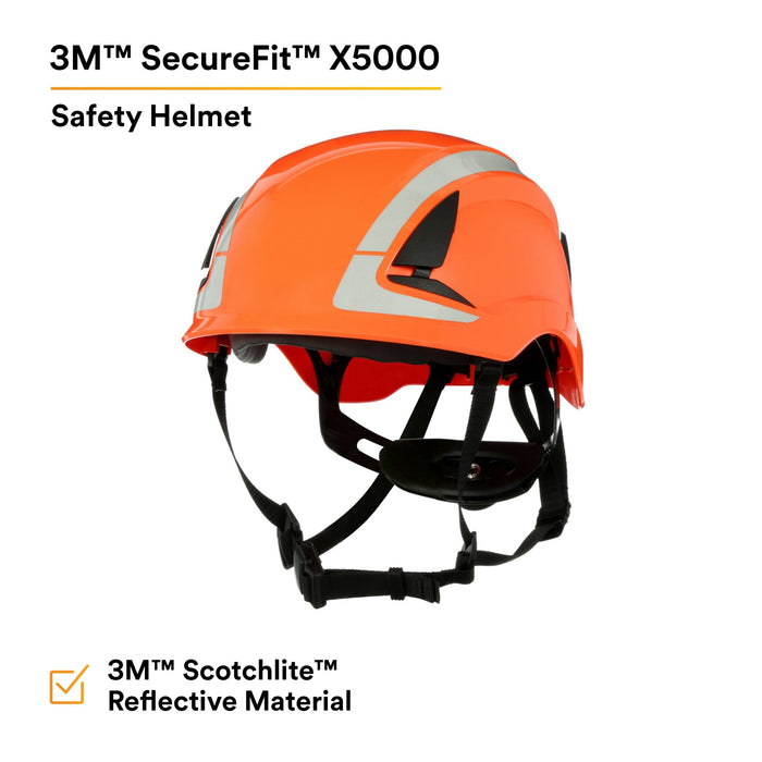 3M SecureFit Safety Helmet, X5007X-ANSI,  Orange, 1Ea/Box
