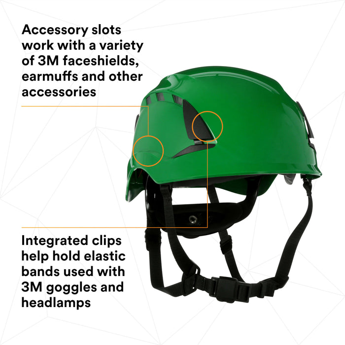 3M SecureFit Safety Helmet, X5004V-ANSI,  Green, vented