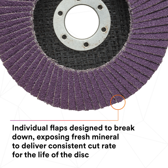 3M Flap Disc 769F, 60+, T29 Quick Change, 7 in x 5/8 in-11