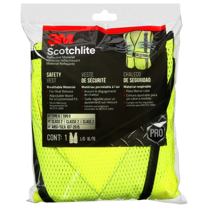 3M Reflective Construction Safety Vest with 5 Point Tear Away, Class 2