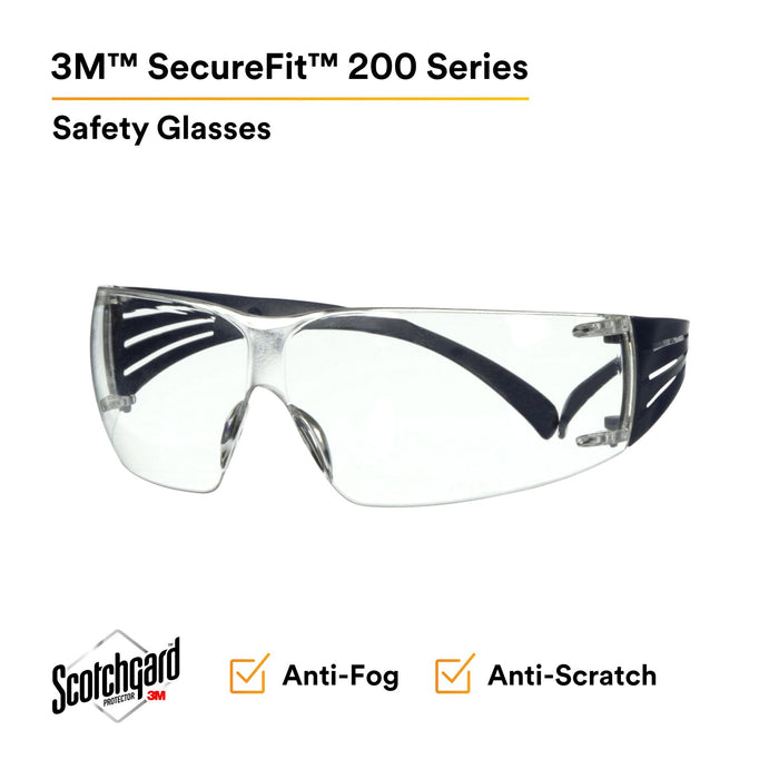 3M SecureFit 200 Series SF201SGAF-BLU, Blue Temples