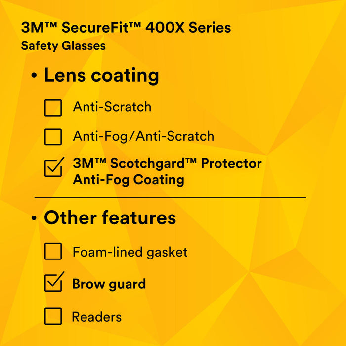 3M SecureFit 400 Series Safety Glasses SF407XSGAF-BLU, BLU/GRY