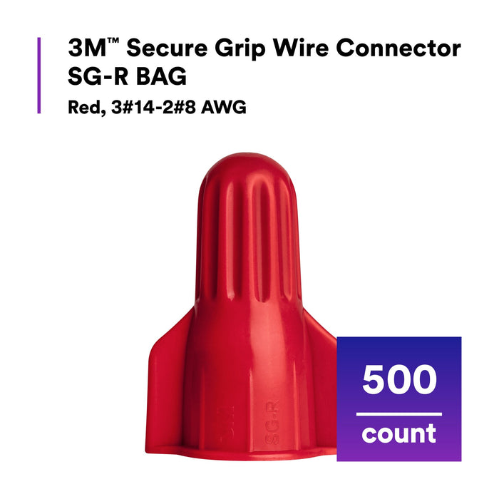 3M Secure Grip Wire Connector SG-R BAG, Red, 500 per bag