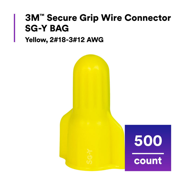3M Secure Grip Wire Connector SG-Y BAG, Yellow, 500 per bag