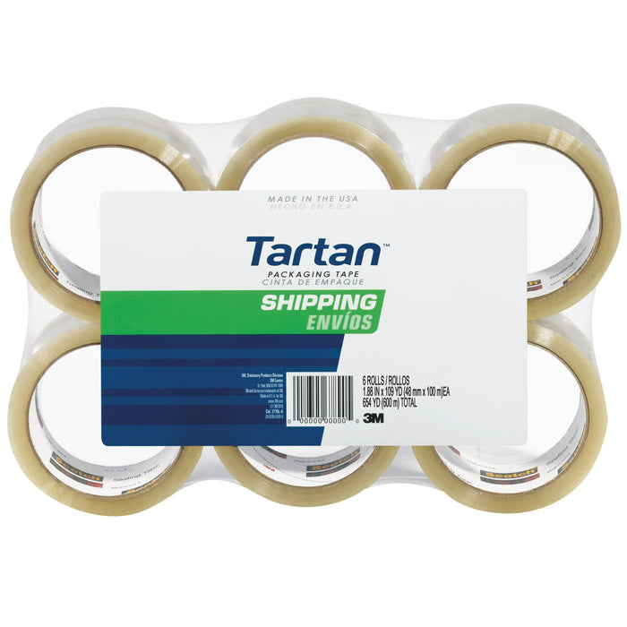 Tartan Shipping Packaging Tape 3710-6, 1.88 in x 54.6 yd (48 mm x 50m), 6 pack