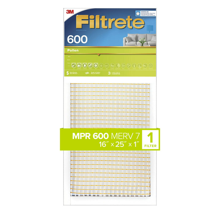 Filtrete Pollen Air Filter, 600 MPR, 9831-4, 16 in x 25 in x 1 in