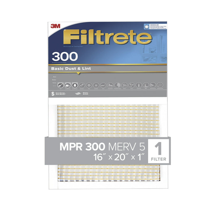 Filtrete Basic Dust & Lint Air Filter, 300 MPR, 300-4, 16 in x 20 in x1 in