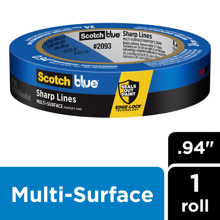 ScotchBlue Sharp Lines Painter’s Tape 2093-24NC, 0.94 in x 60 yd (24mmx 54,8m)