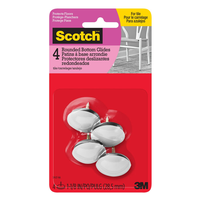 Scotch Glides SP637-NA, Nail-in Plastic Dome, 1-1/16 in, 4pk