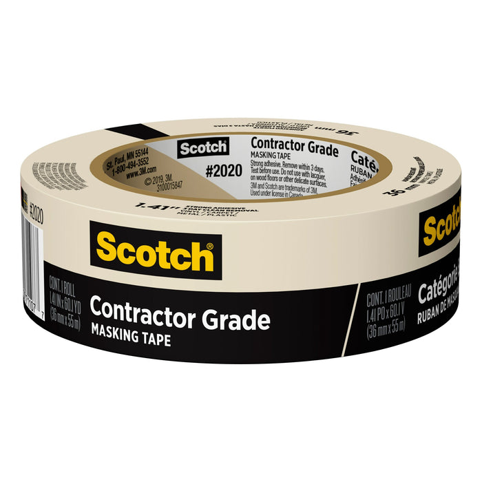 Scotch® Contractor Grade Masking Tape 2020-36AP, 1.41 in x 60.1 yd (36mmx 55m)