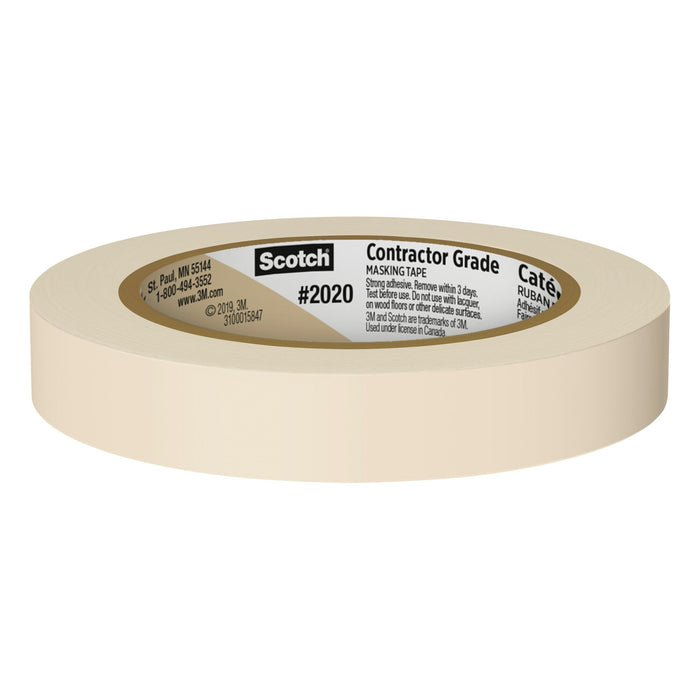 Scotch® Contractor Grade Masking Tape 2020-18AP, 0.70 in x 60.1 yd (18mmx 55m)