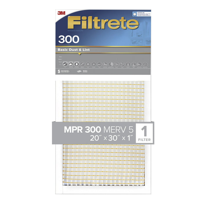 Filtrete Basic Dust & Lint Air Filter, 300 MPR, 322-4, 20 in x 30 in x1 in