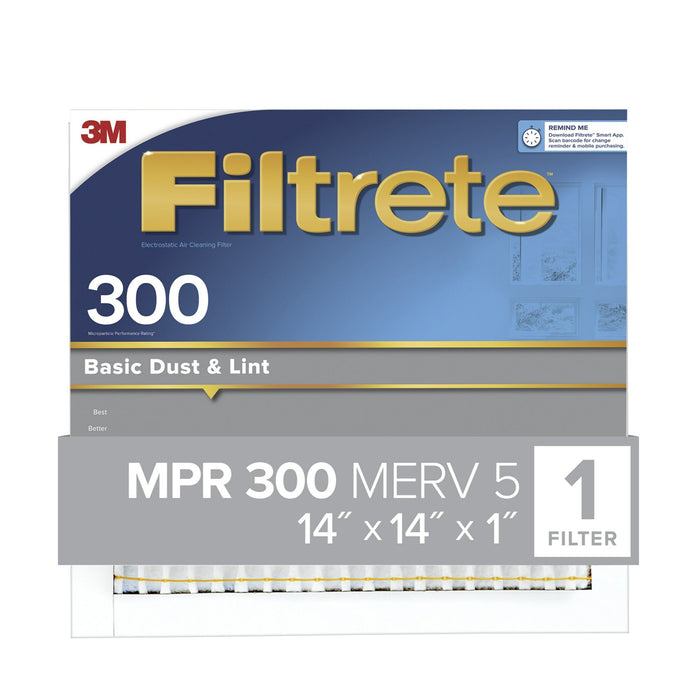 Filtrete Basic Dust & Lint Air Filter, 300 MPR, 311-4, 14 in x 14 in x1 in