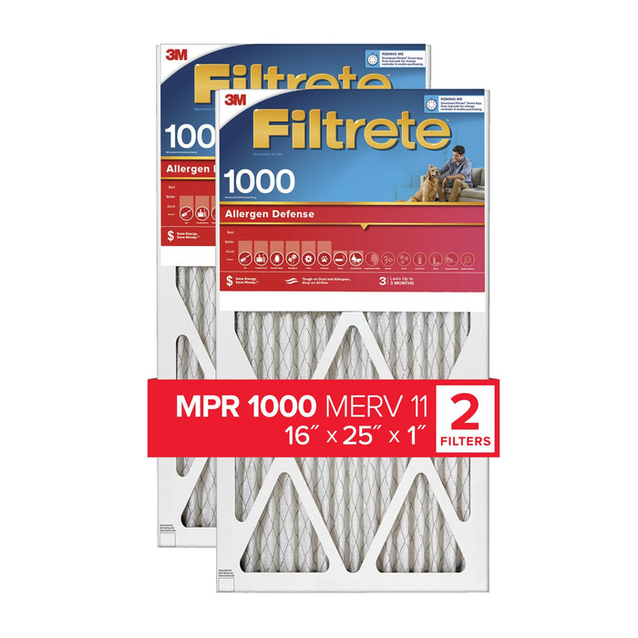 Filtrete Allergen Defense Air Filter, 1000 MPR, 9801-2PK-HDW