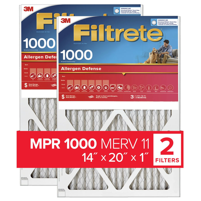 Filtrete Allergen Defense Air Filter, 1000 MPR, 9805-2PK-HDW