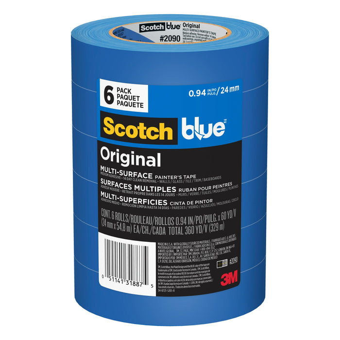 ScotchBlue Original Painter's Tape 2090-24EP6, 0.94 in x 60 yd (24mm x54,8m)