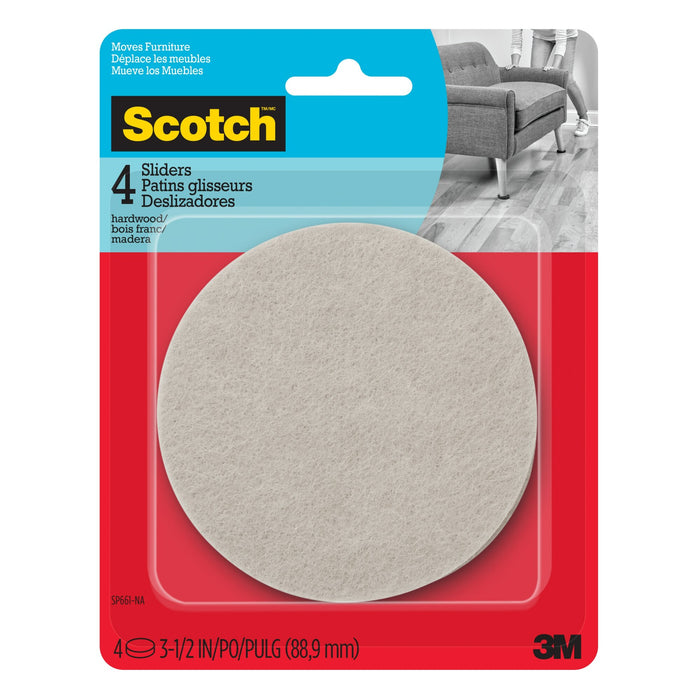 Scotch Felt Furniture Movers SP661-NA, Adhesive 3.5in 4pk