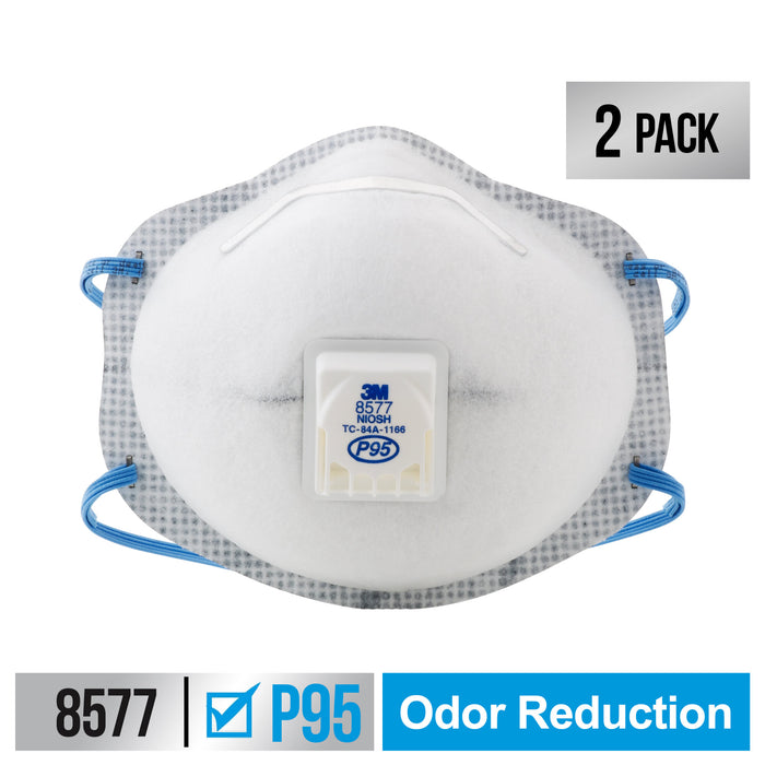 3M Chemical Odor Valved Respirator, 8577C2-DC-PS, 2 eaches/pack