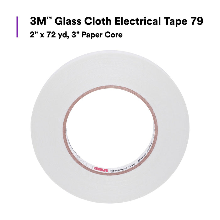 3M Glass Cloth Electrical Tape 79, 2" X 72 YDS, 3" PAPER CORE