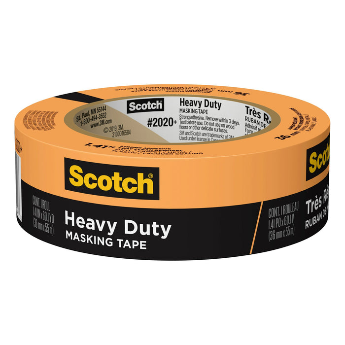 Scotch® Heavy Duty Masking Tape 2020+-36AP, 1.41 in x 60.1 yd (36mm x55m)