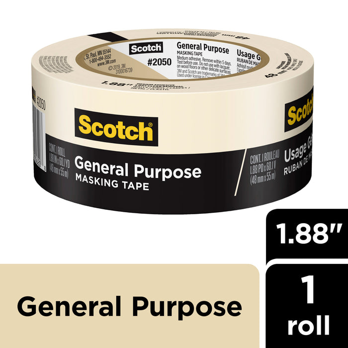 Scotch® General Purpose Masking Tape 2050-48MP, 1.88 in x 60.1 yd (48mmx 55m)