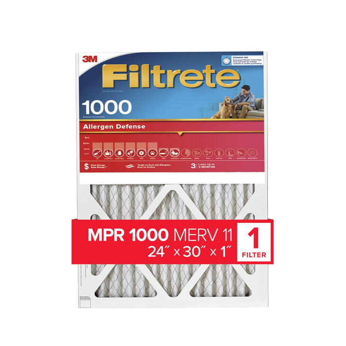 Filtrete Allergen Defense Air Filter, 1000 MPR, AL13-4, 24 in x 30 in x1 in