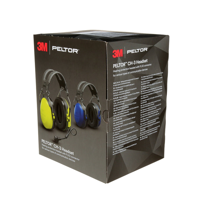 3M PELTOR CH-3 Headset with PTT MT74H52P3E-111, Hard Hat Attached, FLX2