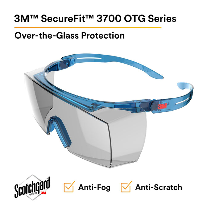 3M SecureFit 3700 Series, SF3707SGAF-BLU, Blue Temple