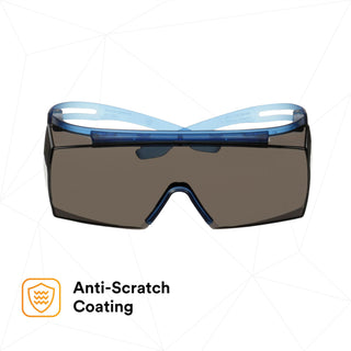 3M SecureFit 3700 Series, SF3702AS-BLU, Blue Temple, Gray OTG Anti-
scratch lens