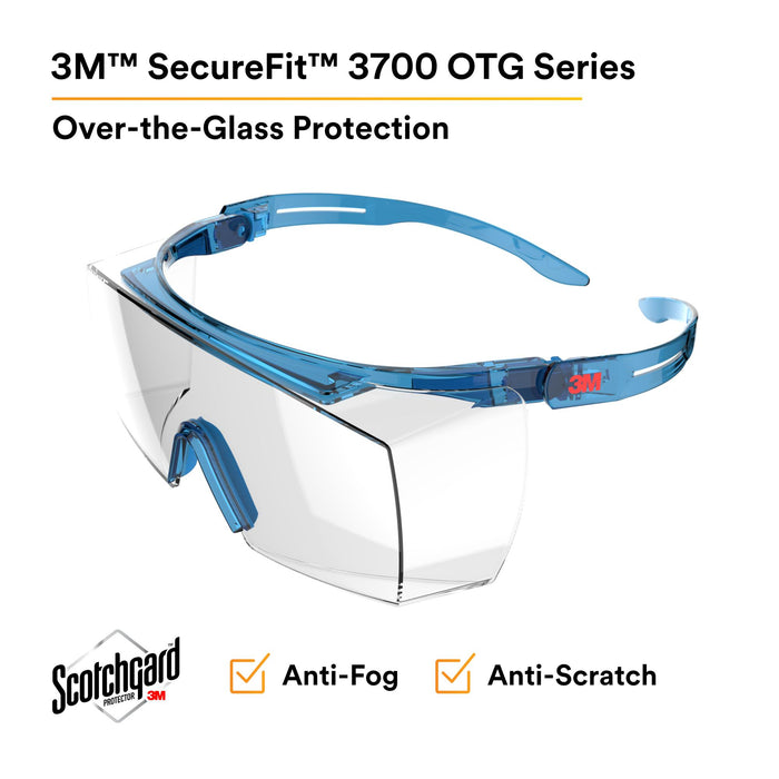 3M SecureFit 3700 Series, SF3701SGAF-BLU, Blue Temple