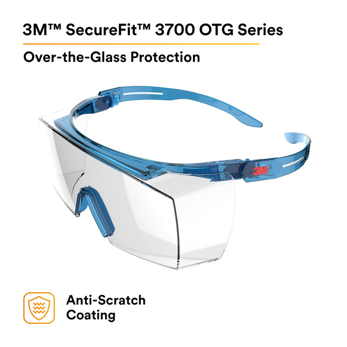 3M SecureFit 3700 Series, SF3701AS-BLU, Blue Temple