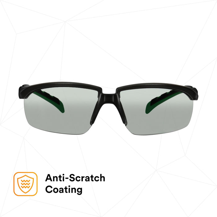 3M Solus 2000 Series, S2017AS-BLK, Black/Green Temples