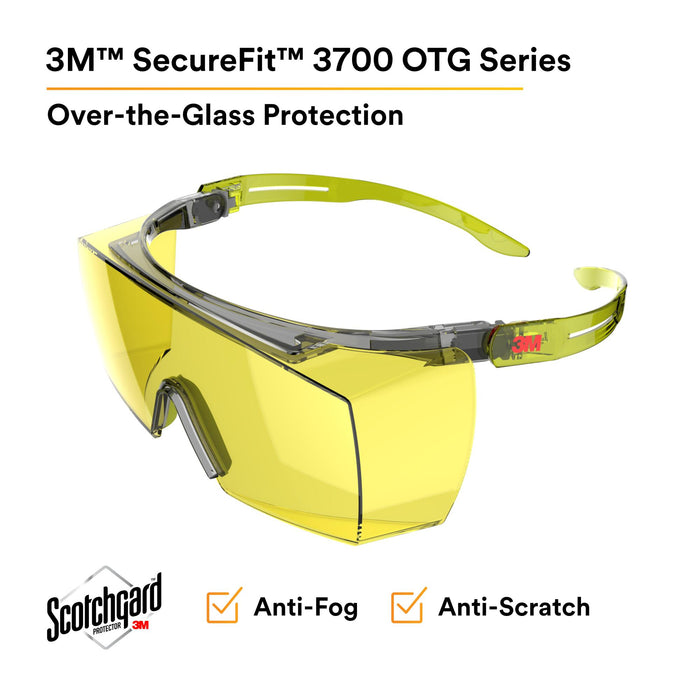 3M SecureFit 3700 Series, SF3703SGAF-GRN, Green Temple