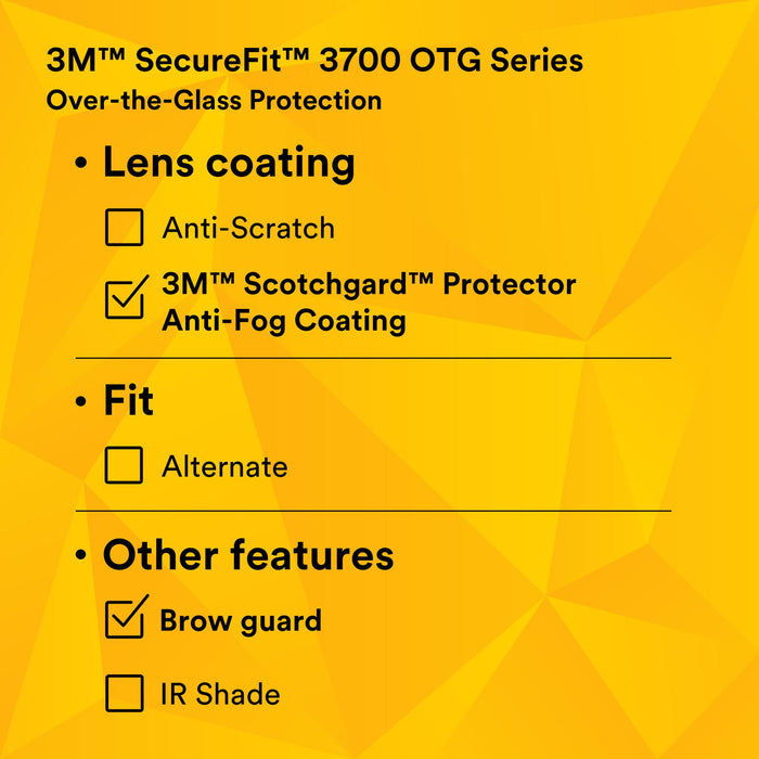 3M SecureFit 3700 Series, SF3701XSGAF-BLU, Blue Temple, Browguard