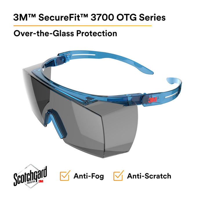 3M SecureFit 3700 Series, SF3702SGAF-BLU, Blue Temple