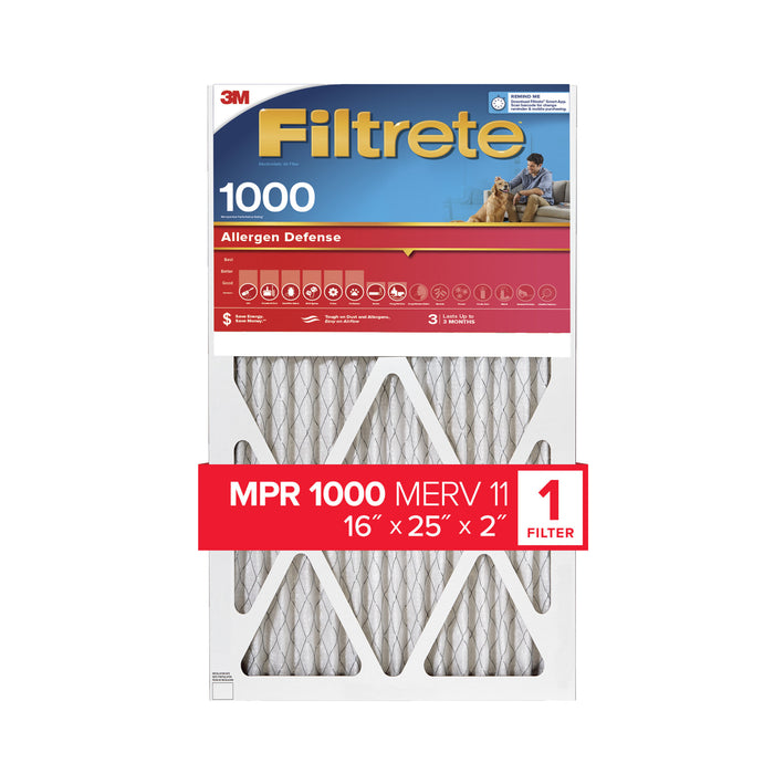 Filtrete Electrostatic Air Filter, 1000 MPR, NADP01-2IN-4, 16 in x 25in x 2 in
