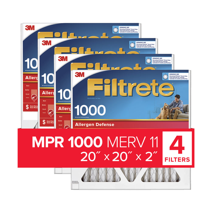Filtrete Electrostatic Air Filter, 1000 MPR, NADP02-2IN-4, 20 in x 20in x 2 in