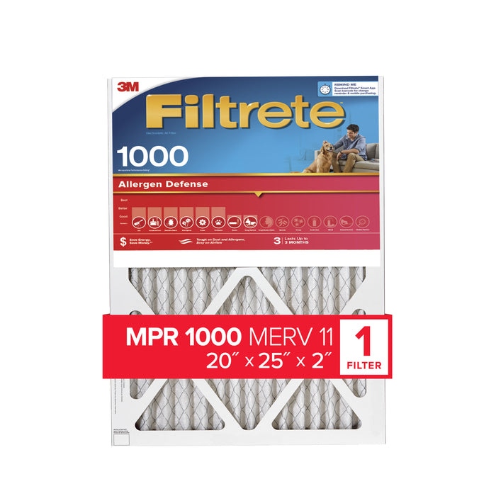 Filtrete Electrostatic Air Filter, 1000 MPR, NADP03-2IN-4, 20 in x 25in x 2 in