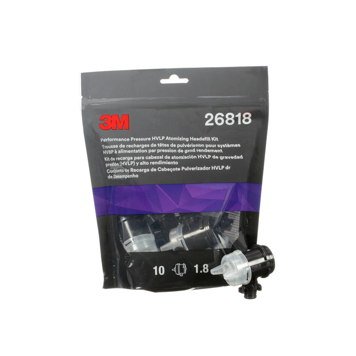3M Performance Pressure HVLP Atomizing Head Refill Kit 26818, Clear,1.8, 10 pack