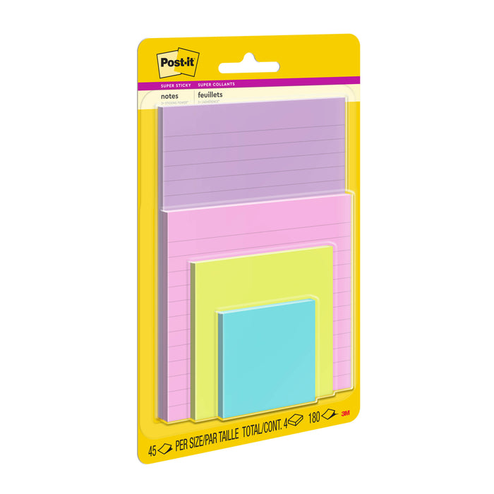 Post-it® Super Sticky Notes 4622-SSMIASR, Multi Sizes